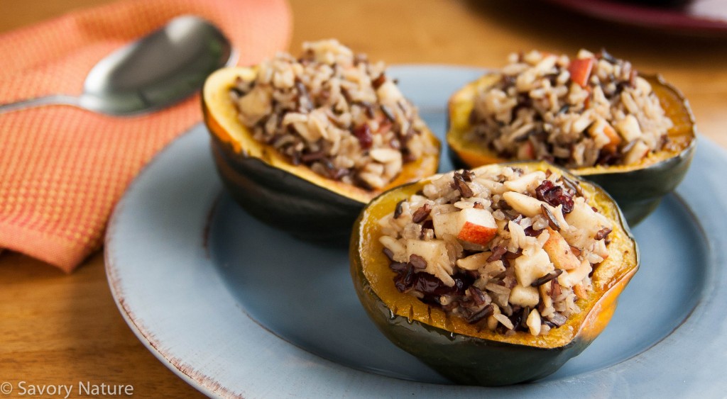 Three Rice Stuffed Acorn Squash