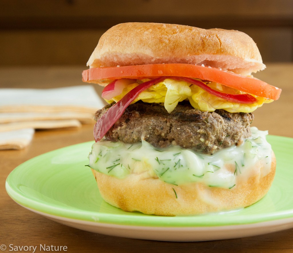 Kafta Burgers with Tzatziki Sauce