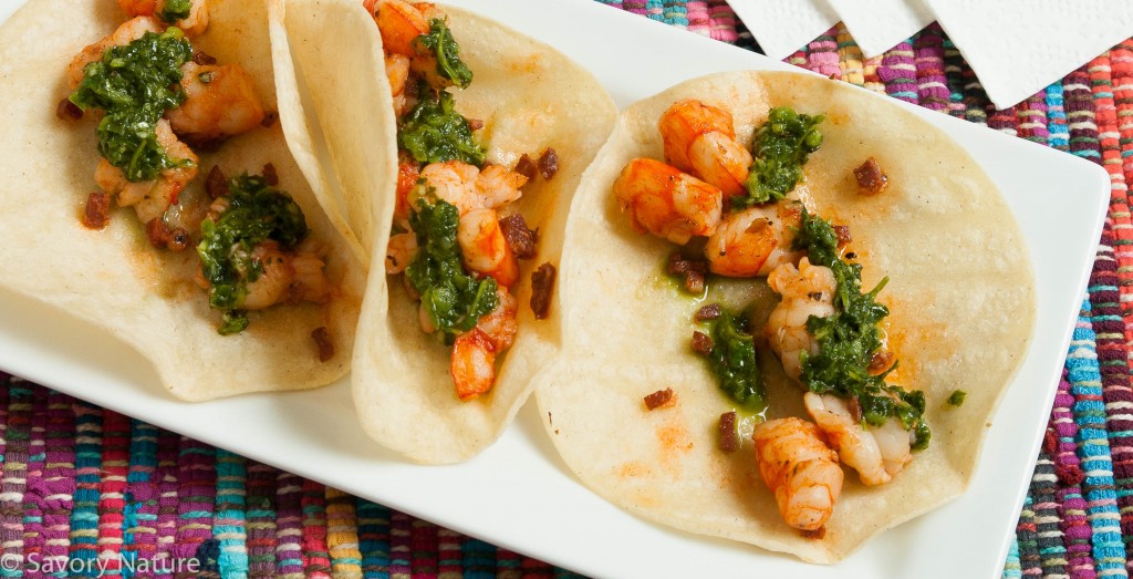 Shrimp Tacos with Cilantro Chimichurri