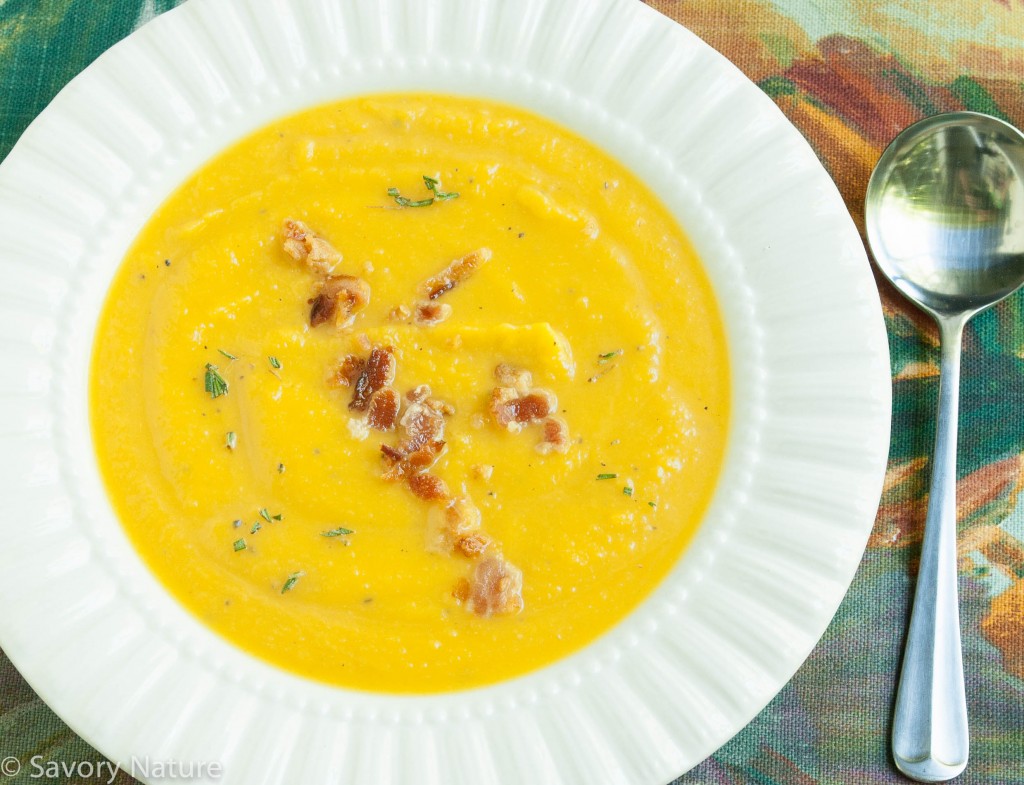 Roasted Butternut Squash Soup with Bacon and Rosemary
