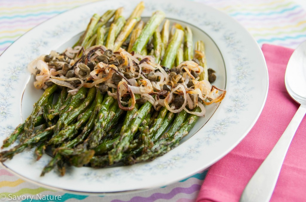 Roasted Asparagus with Shallots and Capers